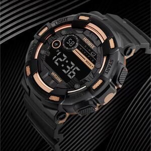 Black golden .Multifunctional Sports Watch - Digital Display, Stopwatch,